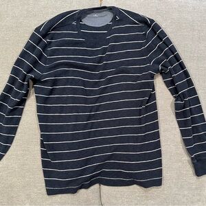 Banana Republic Striped Waffle-Knit Thermal Crew Neck